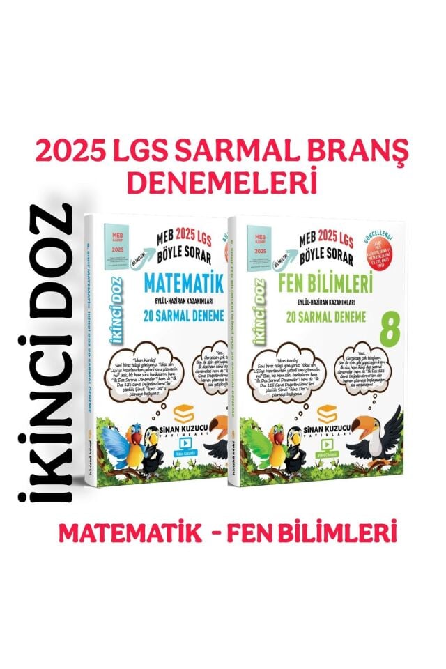 Sinan Kuzucu 8. Sınıf 2025 LGS Matematik ve Fen Bilimleri İkinci Doz 2'li Deneme Seti