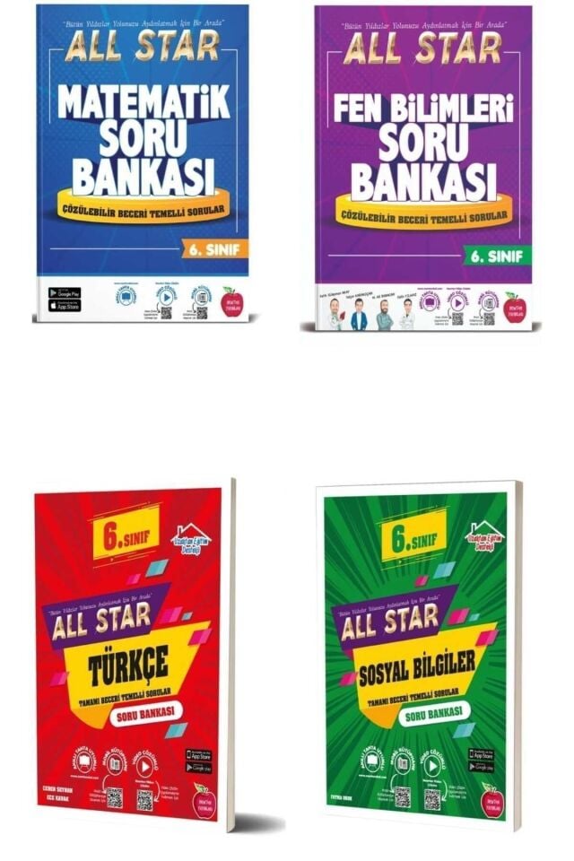 Newton Yayınları 6. Sınıf All Star Matematik Türkçe Fen Bilimleri Sosyal Bilgiler Soru Bankası Seti