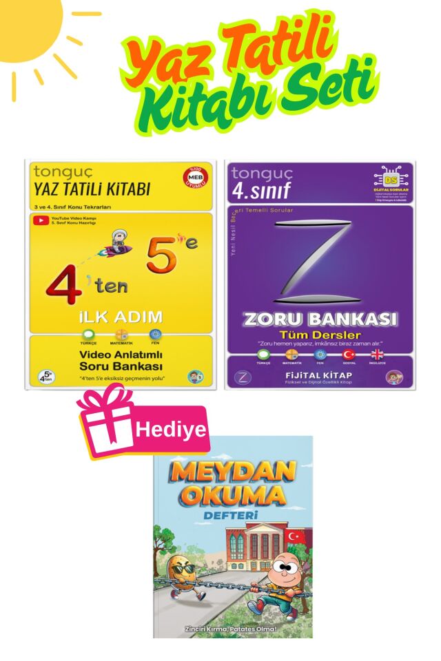 Meydan Okuma Defteri Hediyeli 4'den 5'e Yaz Tatili Kitabı ve 4. Sınıf Zoru Bankası Seti