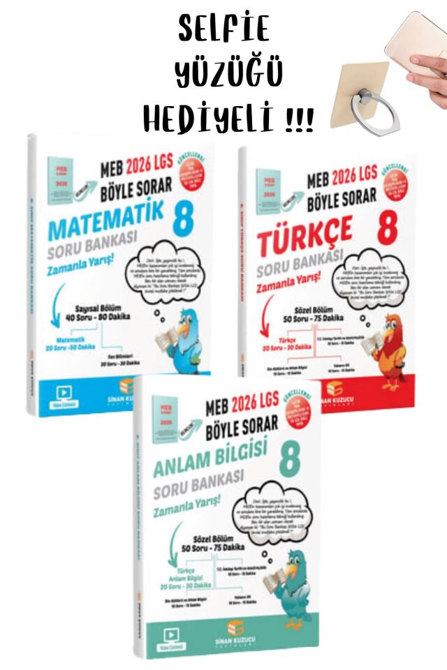 Sinan Kuzucu - 2026 LGS 8. Sınıf Türkçe Matematik Anlam 3'lü Soru Bankası Seti