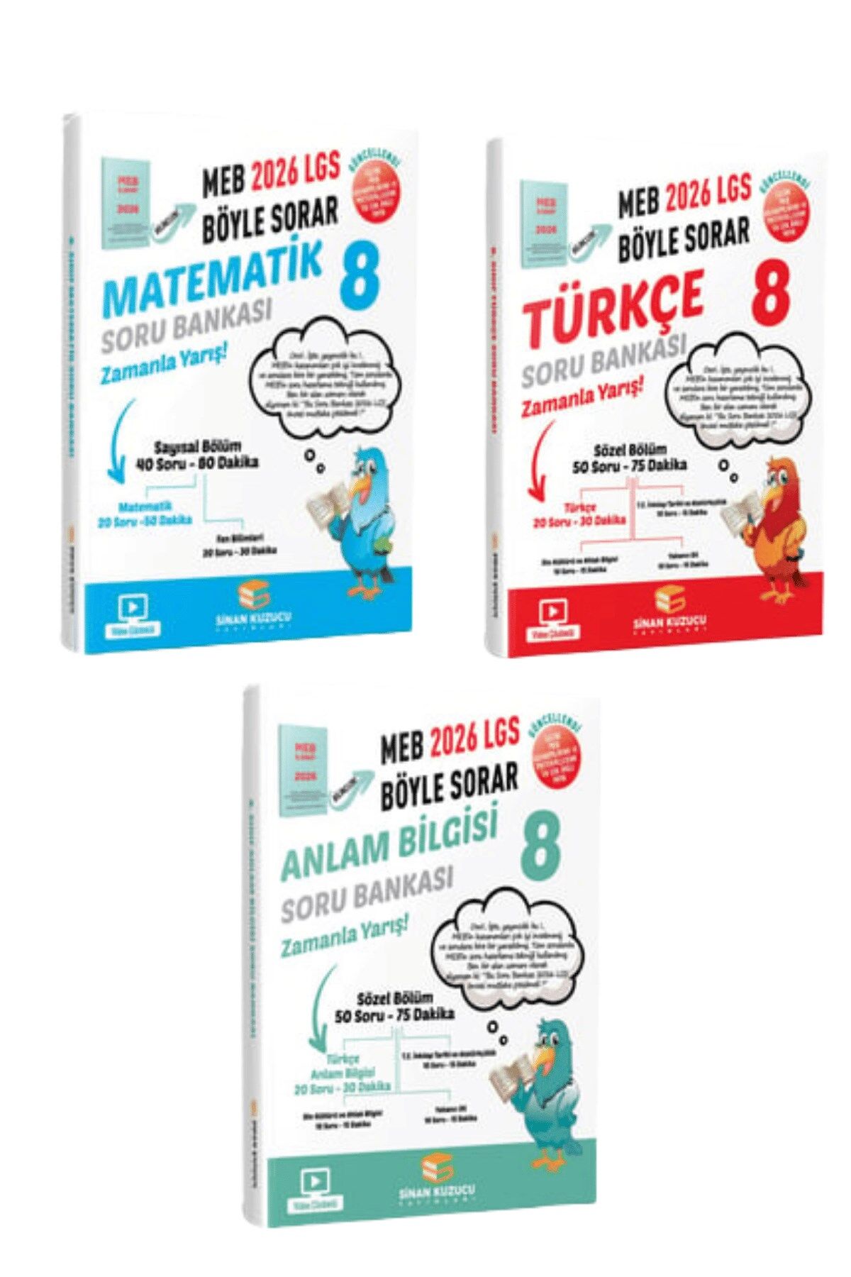 Sinan Kuzucu - 2026 LGS 8. Sınıf Türkçe Matematik Anlam 3'lü Soru Bankası Seti