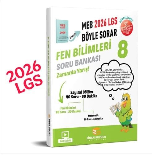 Sinan Kuzucu Yayınları - 8. Sınıf 2026 LGS Fen Bilimleri Soru Bankası