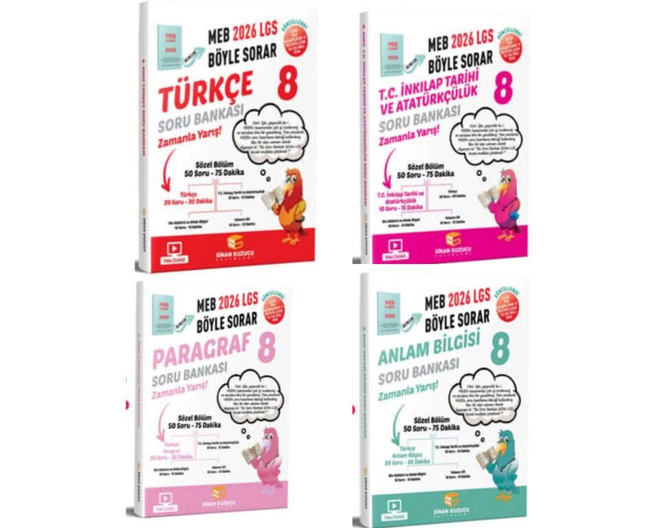 Sinan Kuzucu Yayınları - 8. Sınıf 2026 LGS Türkçe Paragraf Anlam İnkılap Soru Bankası Seti