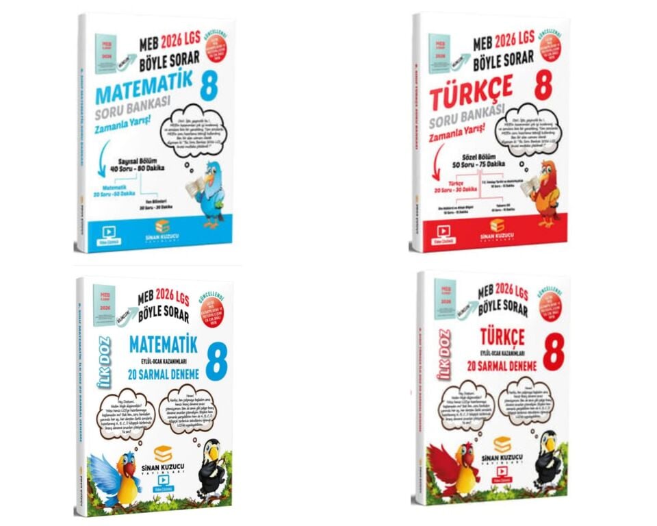 Sinan Kuzucu Yayınları - 8. Sınıf 2026 LGS Matematik Türkçe Soru Bankası ve İlk Doz Deneme Seti
