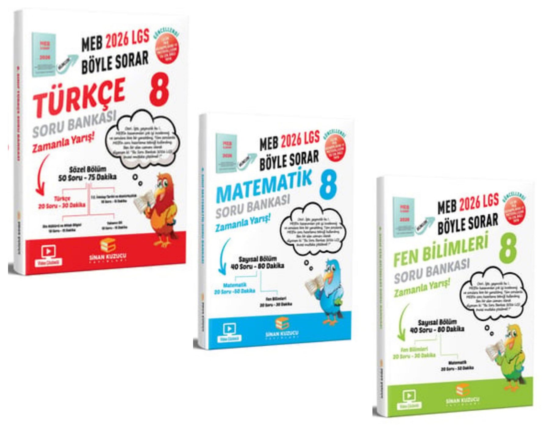 Sinan Kuzucu Yayınları - 8. Sınıf 2026 LGS Matematik Türkçe Fen Soru Bankası Seti