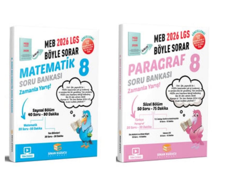 Sinan Kuzucu Yayınları - 8. Sınıf 2026 LGS Matematik ve Paragraf Soru Bankası 2'li Set