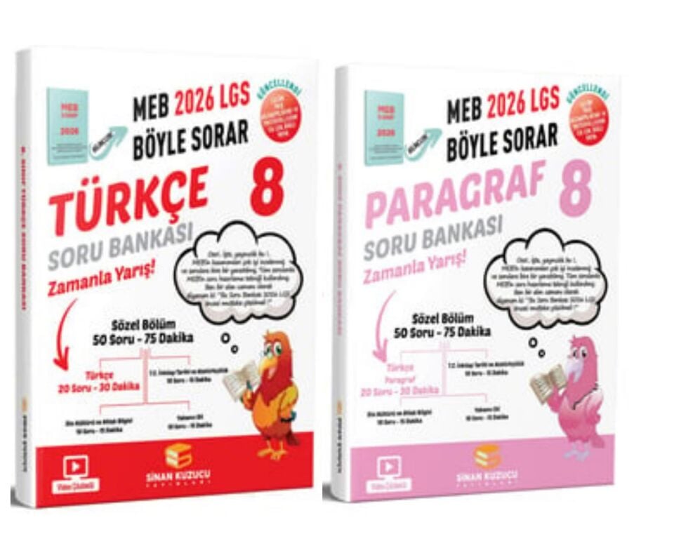 Sinan Kuzucu Yayınları - 8. Sınıf 2026 LGS Türkçe ve Paragraf Soru Bankası 2'li Set