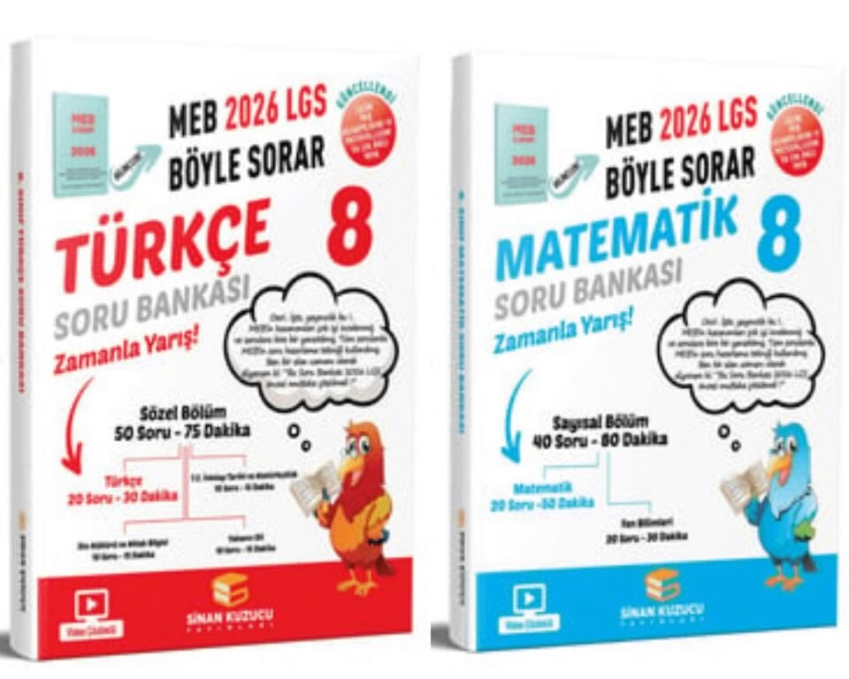 Sinan Kuzucu Yayınları - 2026 LGS Türkçe ve Matematik Soru Bankası Seti