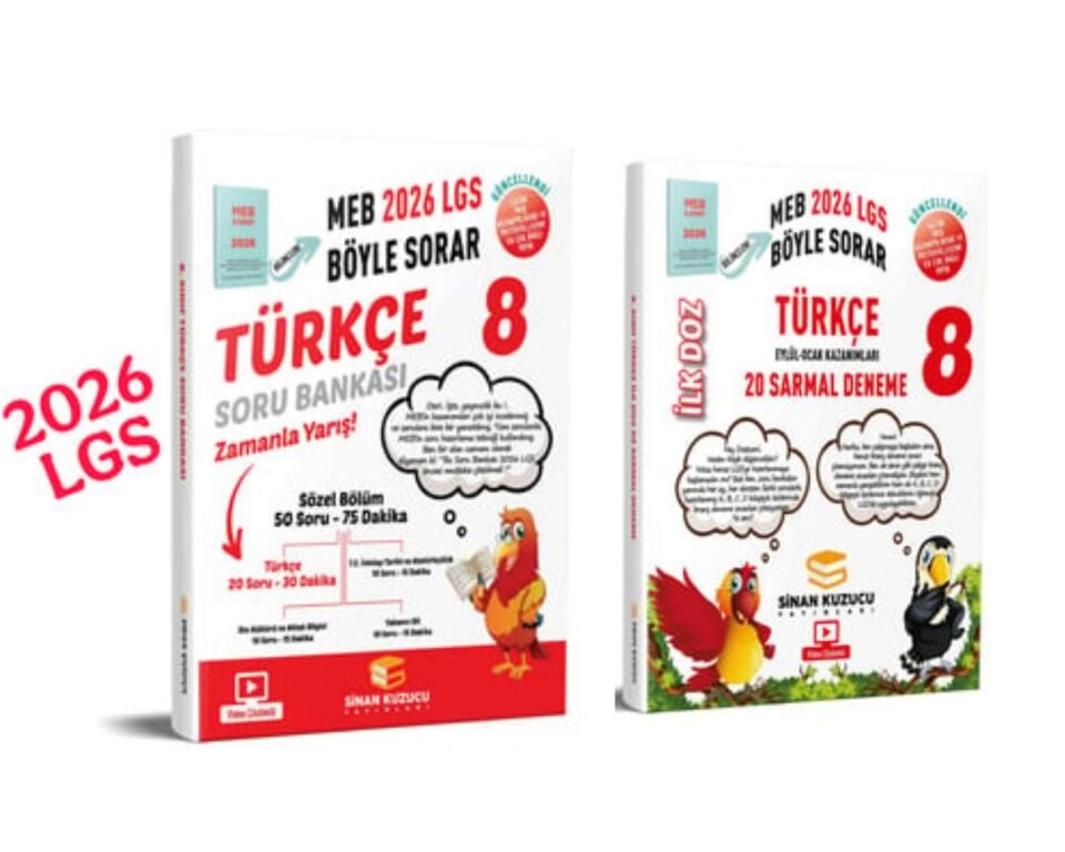 Sinan Kuzucu Yayınları - 8. Sınıf 2026 LGS Türkçe Soru Bankası ve İlk Doz Deneme Seti
