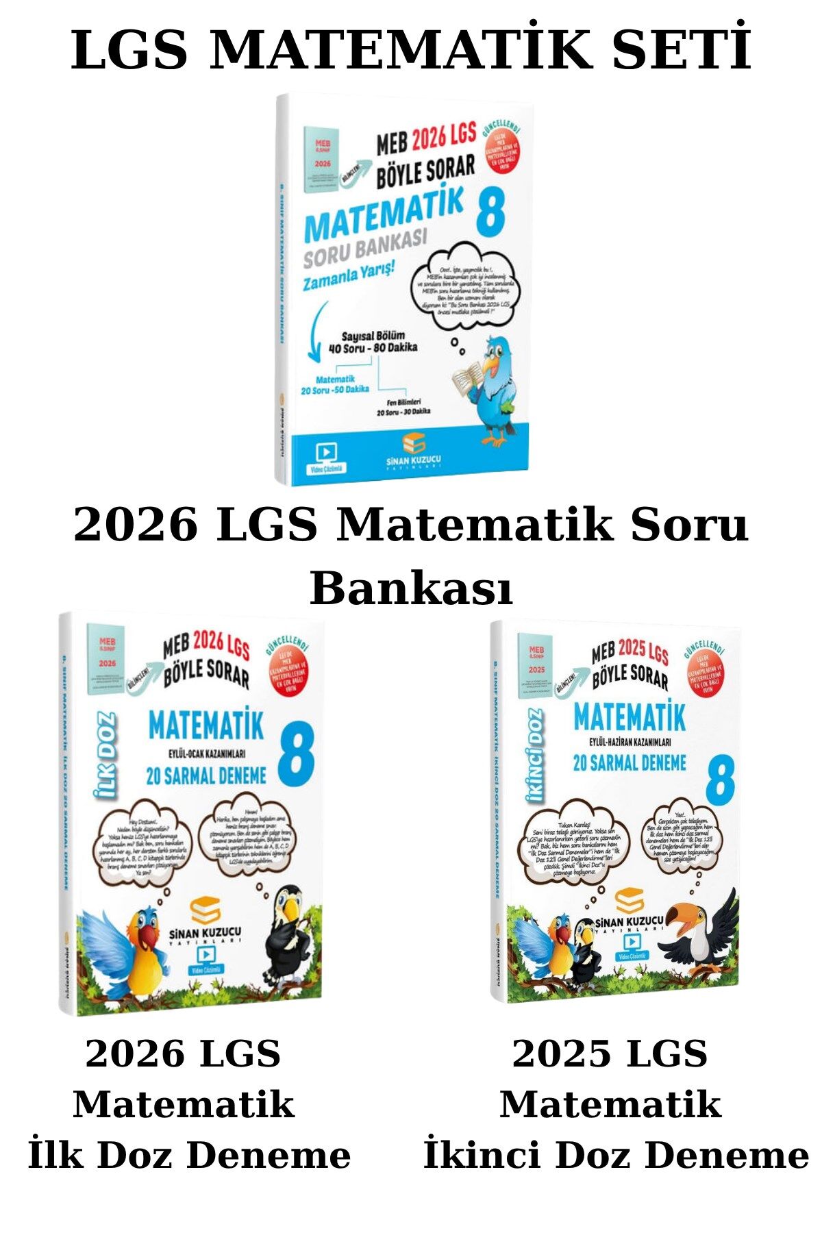 Sinan Kuzucu Yayınları - 8.Sınıf 2026 LGS Matematik Soru Bankası İlk Doz Deneme İkinci Doz Deneme Seti