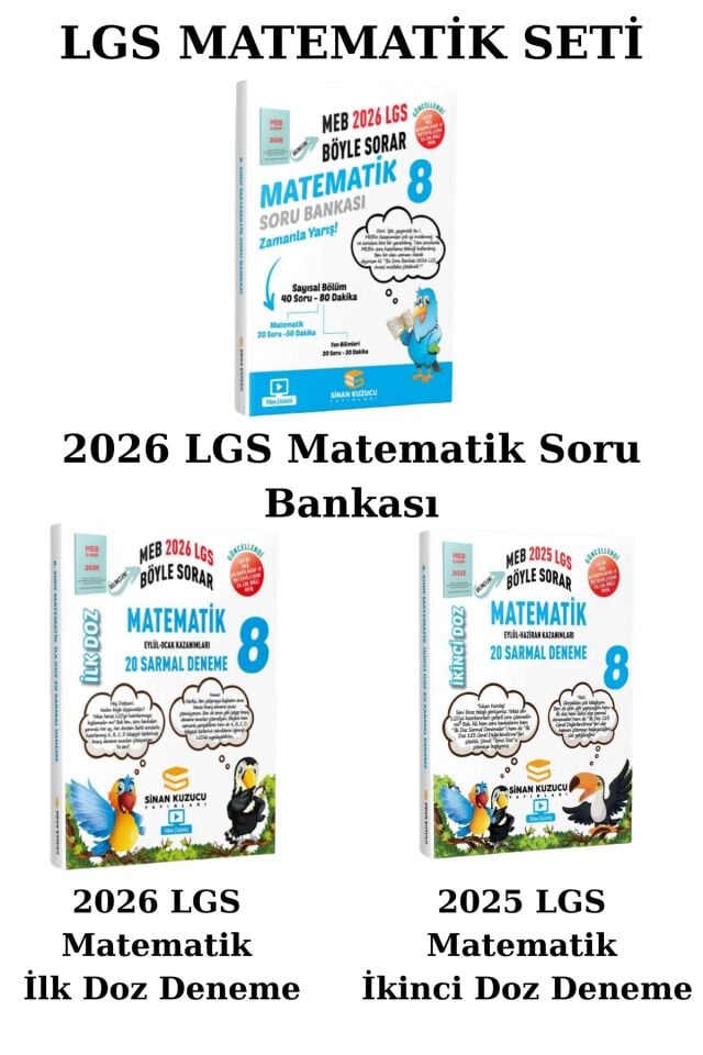 Sinan Kuzucu Yayınları - 8.Sınıf 2026 LGS Matematik Soru Bankası İlk Doz Deneme İkinci Doz Deneme Seti