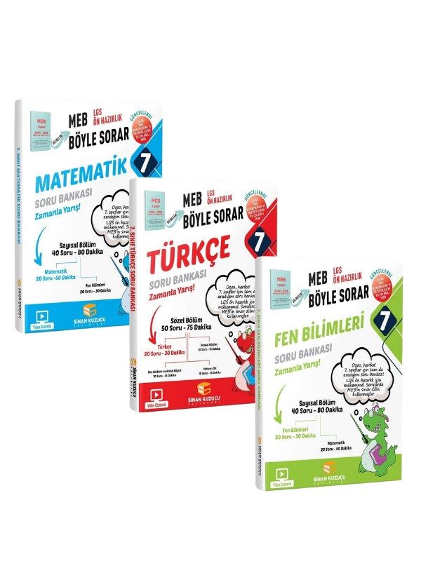 Sinan Kuzucu Yayınları - 7. Sınıf Türkçe Matematik Fen 3'lü Set