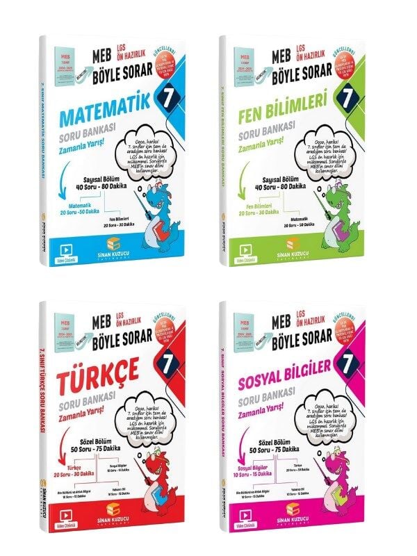 Sinan Kuzucu Yayınları - 7. Sınıf Türkçe Matematik Fen Bilimleri ve Sosyal Bilgiler 4'lü Set