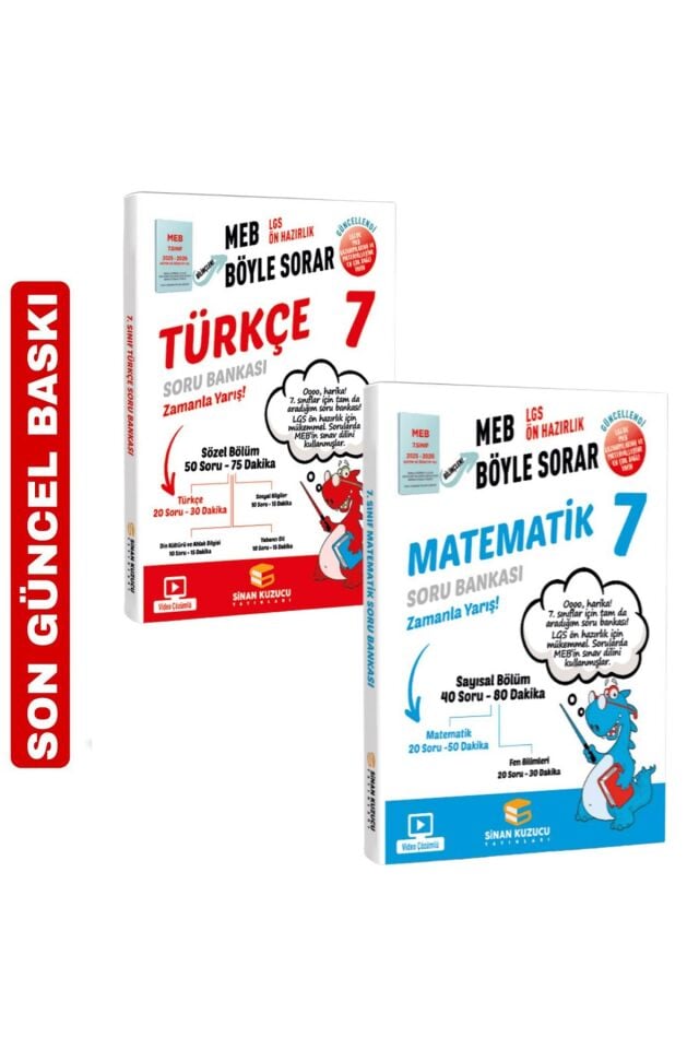 Sinan Kuzucu Yayınları - 7. Sınıf Matematik Türkçe 2'li Soru Bankası Seti