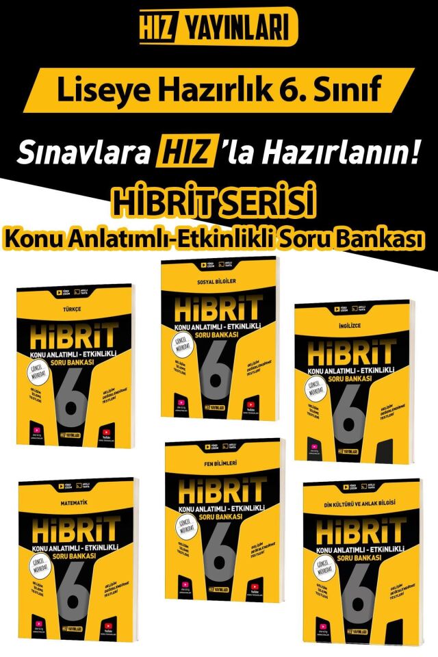 Hız Yayınları 6. Sınıf Hibrit Konu Anlatımlı Etkinlikli Soru Bankası 2025 2026