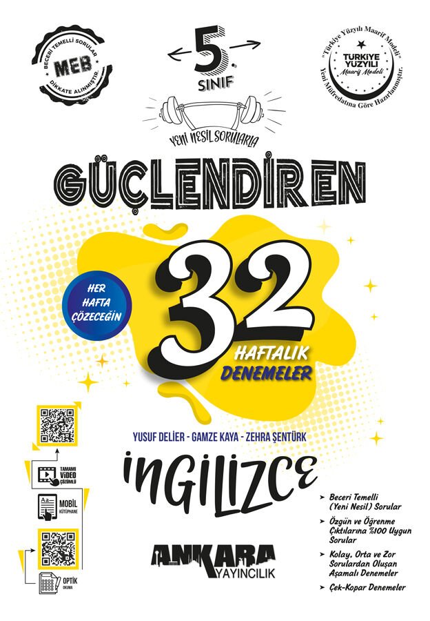 Ankara Yayıncılık - 5. Sınıf Güçlendiren 32 Haftalık İngilizce Kazanım Denemeleri