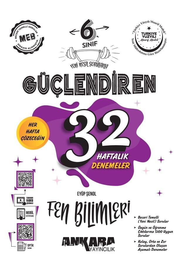 Ankara Yayıncılık - 6. Sınıf Güçlendiren 32 Haftalık Fen Bilimleri Kazanım Denemeleri
