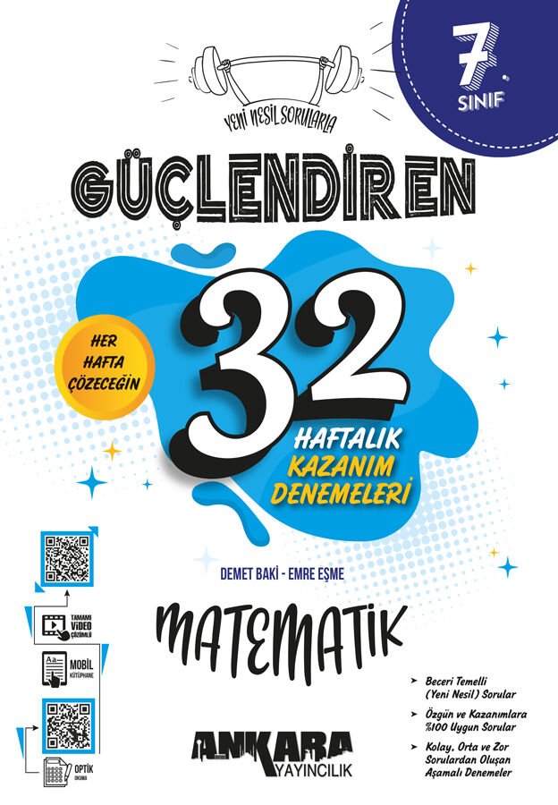 Ankara Yayıncılık - 7. Sınıf Güçlendiren 32 Haftalık Matematik Kazanım Denemeleri