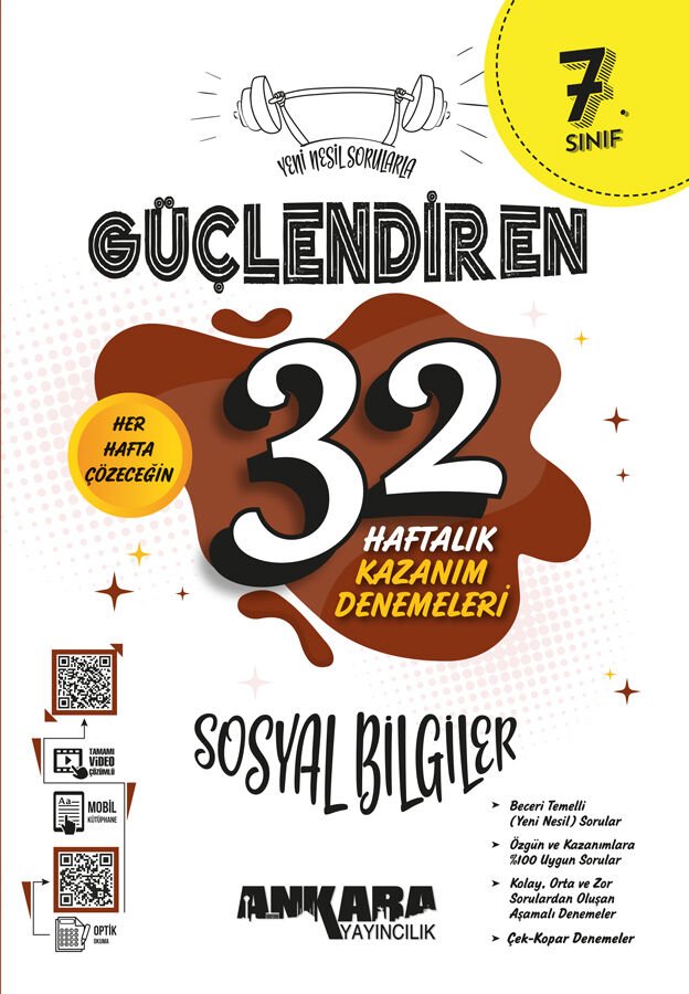Ankara Yayıncılık - 7. Sınıf Güçlendiren 32 Haftalık Sosyal Bilgiler Kazanım Denemeleri