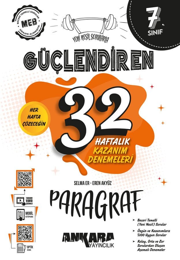 Ankara Yayıncılık - 7. Sınıf Güçlendiren 32 Haftalık Paragraf Kazanım Denemeleri
