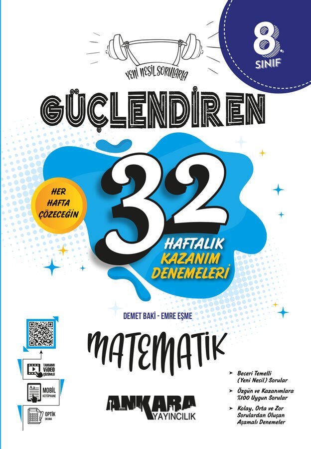 Ankara Yayıncılık - 8. Sınıf Güçlendiren 32 Haftalık Matematik Kazanım Denemeleri