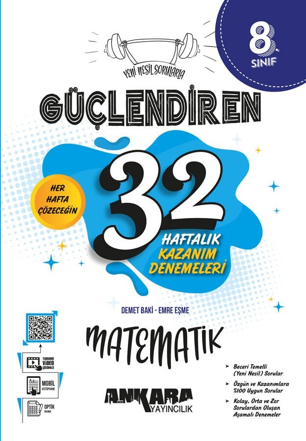 Ankara Yayıncılık - 8. Sınıf Güçlendiren 32 Haftalık Matematik Kazanım Denemeleri