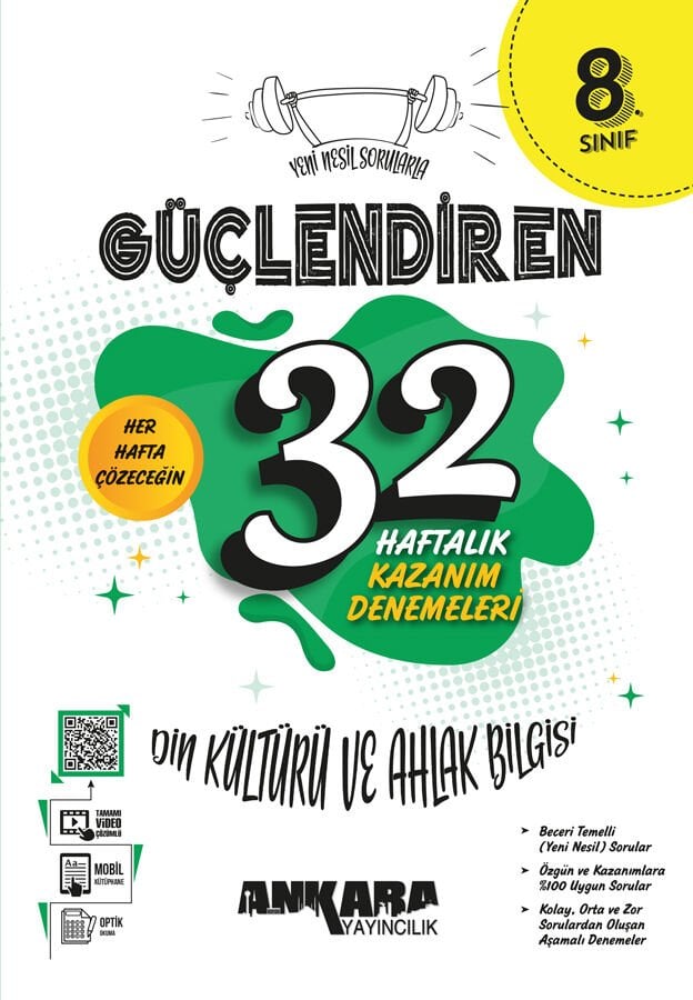 Ankara Yayıncılık - 8. Sınıf Güçlendiren 32 Haftalık Din Kültürü ve Ahlak Bilgisi Kazanım Denemeleri